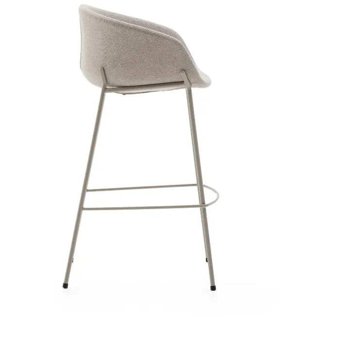 Барный стул Yvette из бежевого шенилла с бежевыми стальными ножками 75 см