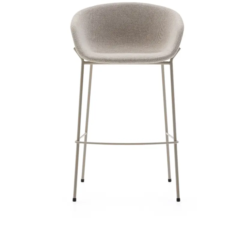 Барный стул Yvette из бежевого шенилла с бежевыми стальными ножками 75 см