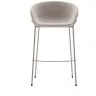 Барный стул Yvette из бежевого шенилла с бежевыми стальными ножками 75 см