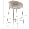 Барный стул Yvette из бежевого шенилла с бежевыми стальными ножками 75 см