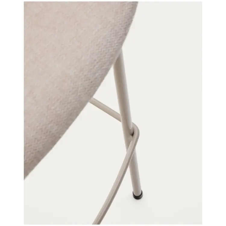 Барный стул Yvette из бежевого шенилла с бежевыми стальными ножками 75 см