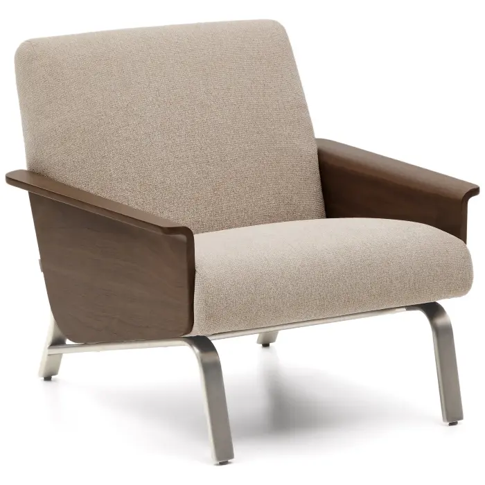 Кресло Amsen светло-коричневое из ореховой фанеры с ножками из стали