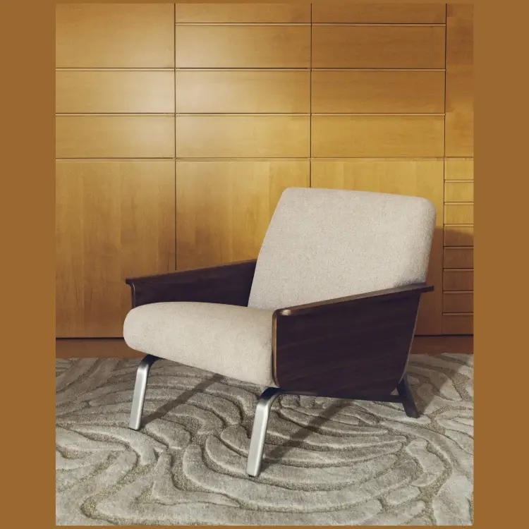 Кресло Amsen светло-коричневое из ореховой фанеры с ножками из стали