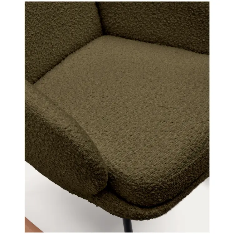 Maustin Кресло-качалка из темно-зеленой овчины со стальной конструкцией и деревом бука