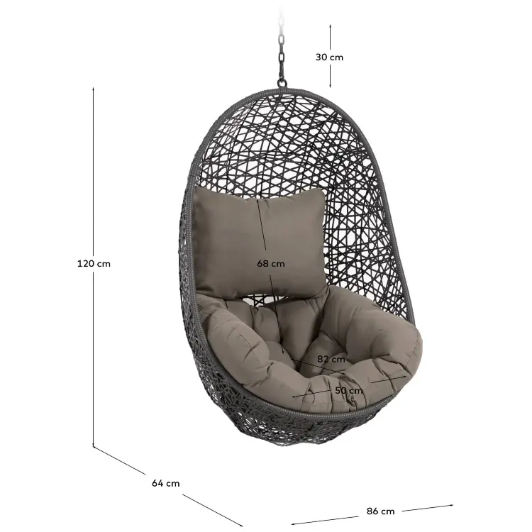 Подвесное кресло Florina темно-серое