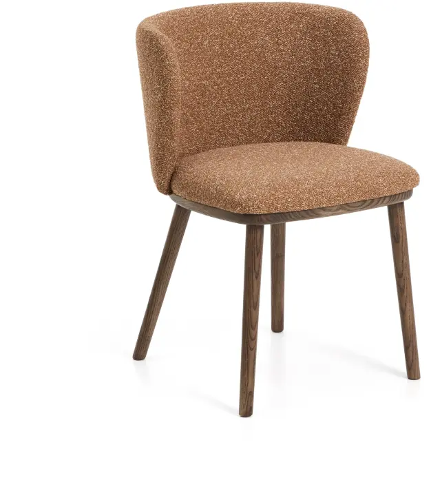 Стул Ciselia из терракотового шенилла с ножками из ясеня в отделке орех