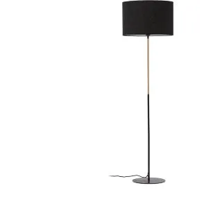 Торшер Canar из металла и ротанга с черным хлопковым абажуром