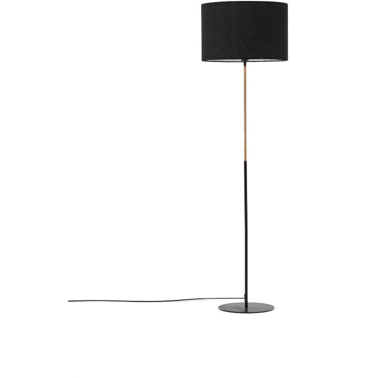 Торшер Canar из металла и ротанга с черным хлопковым абажуром