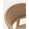 Барный стул Arinella из массива акации с натуральной отделкой и бежевой веревкой, высота 75 см