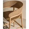 Барный стул Arinella из массива акации с натуральной отделкой и бежевой веревкой, высота 75 см