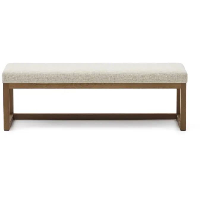 Банкетка Loya из бежевого шенилла и бука с отделкой орех 128 см