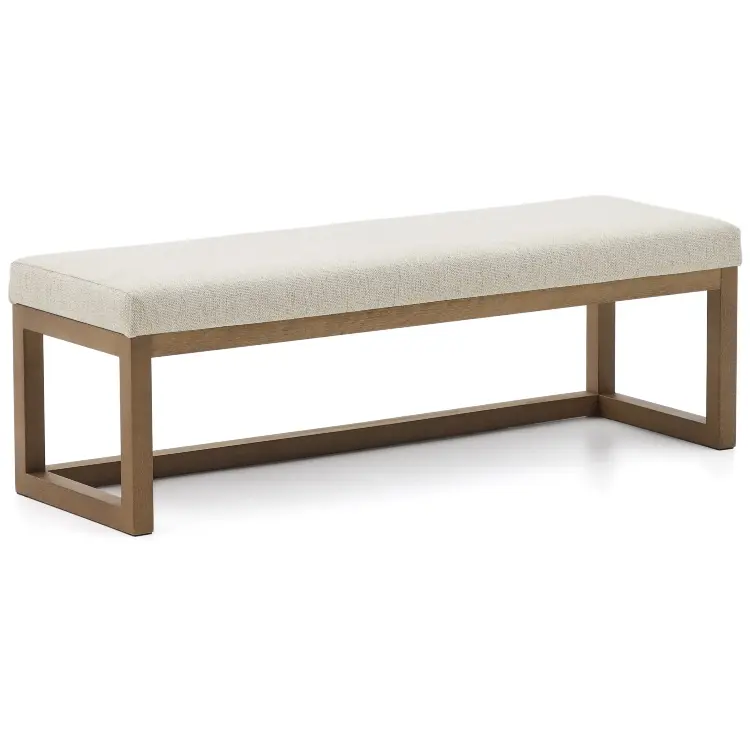 Банкетка Loya из бежевого шенилла и бука с отделкой орех 128 см