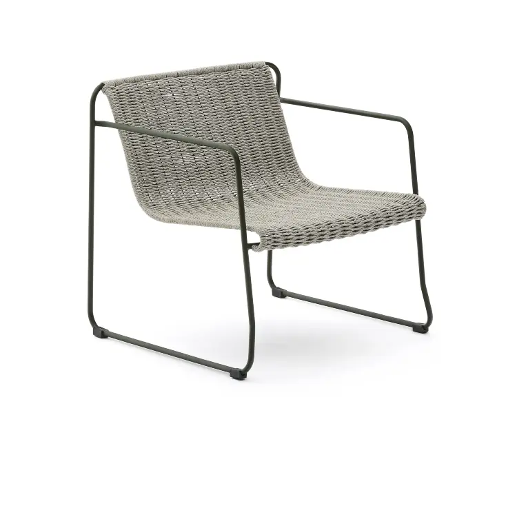 Кресло Maurina из оцинкованной стали зеленого цвета и серой веревки