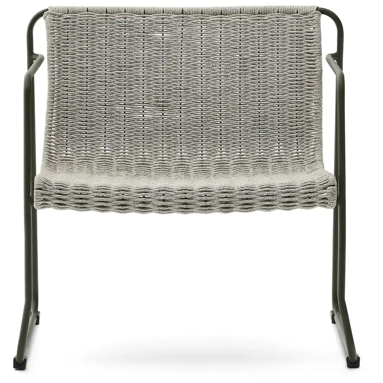 Кресло Maurina из оцинкованной стали зеленого цвета и серой веревки