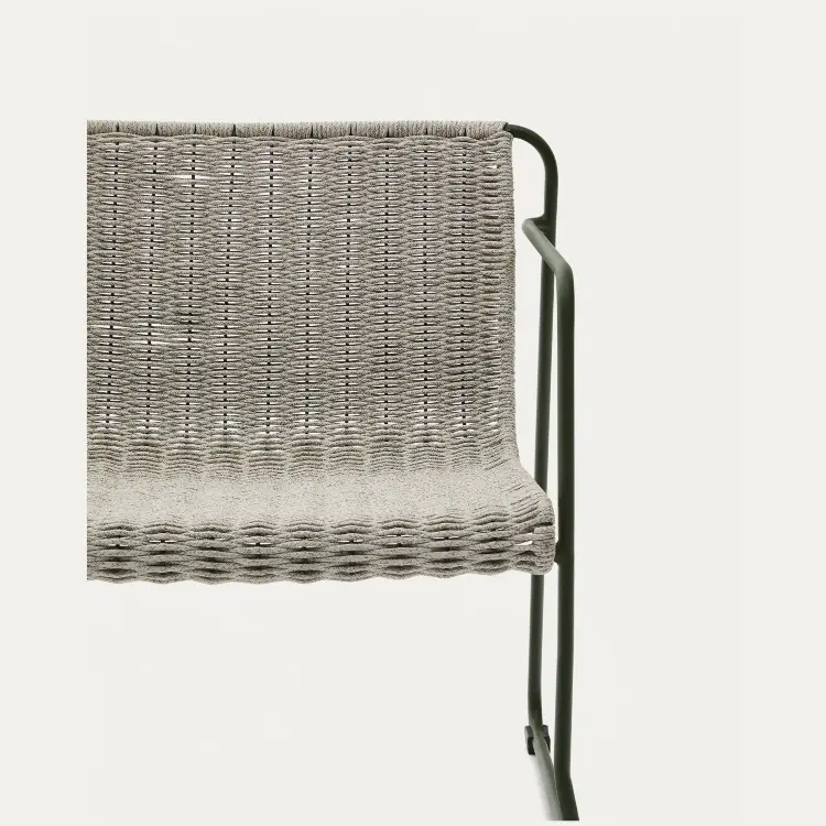 Кресло Maurina из оцинкованной стали зеленого цвета и серой веревки