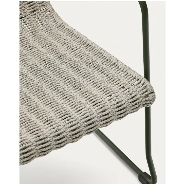 Кресло Maurina из оцинкованной стали зеленого цвета и серой веревки