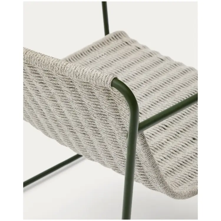 Кресло Maurina из оцинкованной стали зеленого цвета и серой веревки