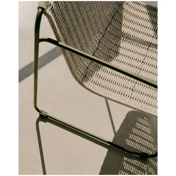 Кресло Maurina из оцинкованной стали зеленого цвета и серой веревки