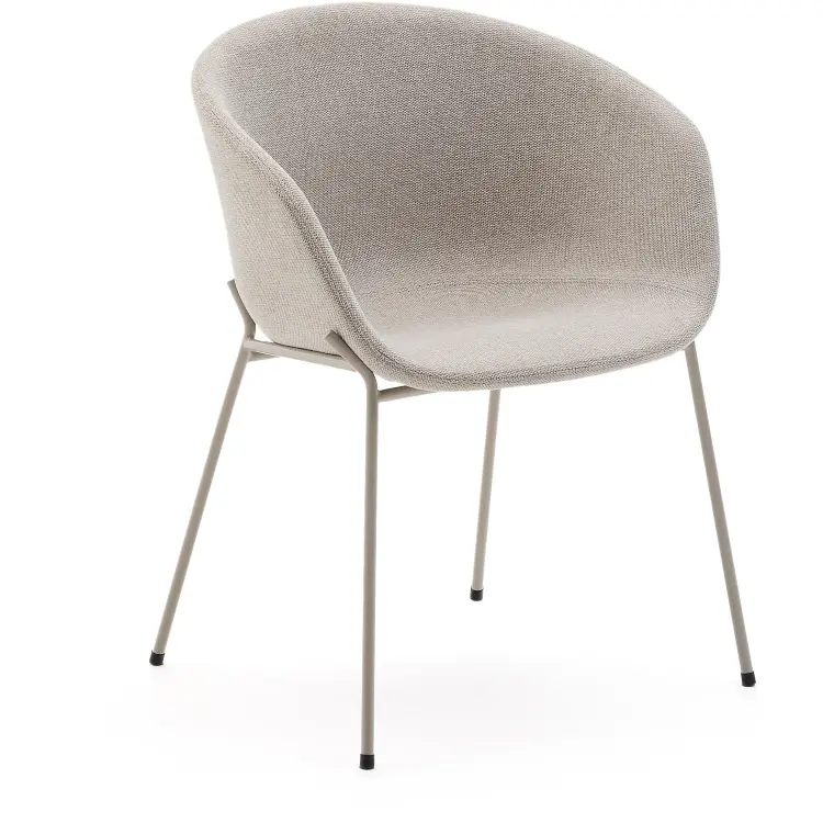 Стул Yvette из бежевого шенилла и стальными ножками бежевого цвета