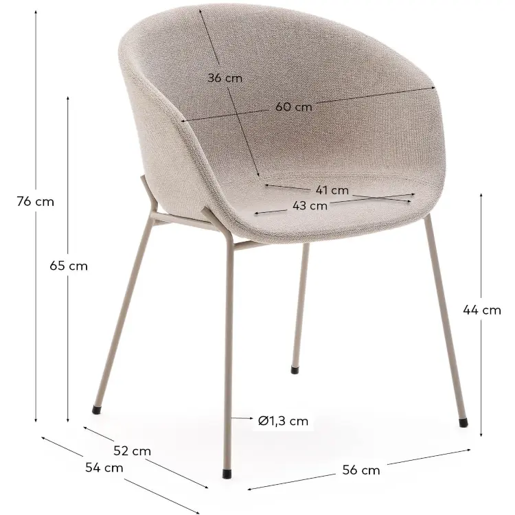 Стул Yvette из бежевого шенилла и стальными ножками бежевого цвета