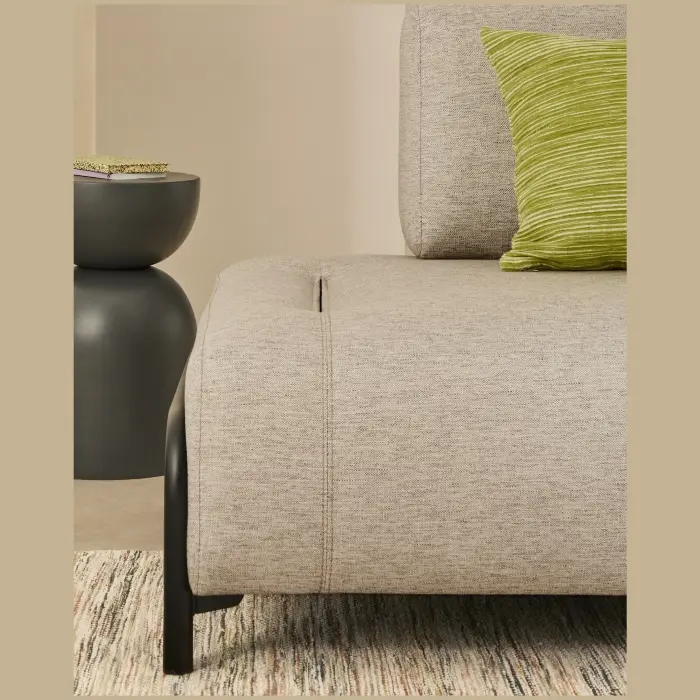 2-местный модуль дивана Compo из шенилла серо-бежевого цвета с черным каркасом, 200 см