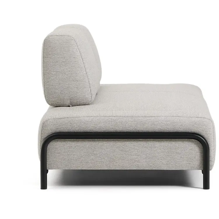 2-местный модуль дивана Compo из шенилла серо-бежевого цвета с черным каркасом, 200 см