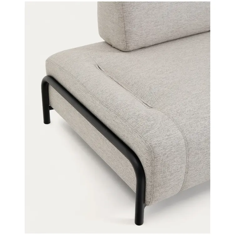 2-местный модуль дивана Compo из шенилла серо-бежевого цвета с черным каркасом, 200 см