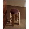 Granite Барный табурет из терракотового шенилла и массива ясеня в натуральной отделке 75 см