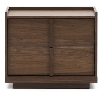 Прикроватная тумбочка Onix 2 ящика шпон ореха в темной отделке 60 x 59 см