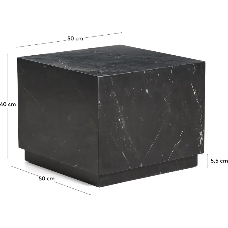 Журнальный столик Sorein из черного мрамора 50 x 50 см