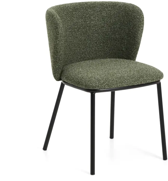 Стул Ciselia из темно-зеленого шенилла с ножками из черной стали