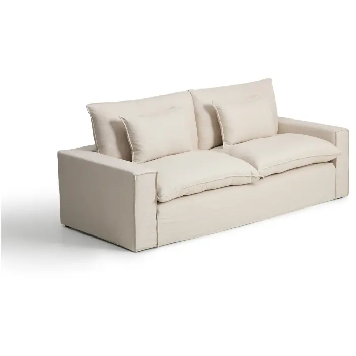 Трехместный диван Anarela из бежевого льна и вискозы со съемным чехлом, 260 см