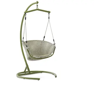 Подвесное кресло Saliga зеленого цвета из алюминия и искусственного ротанга
