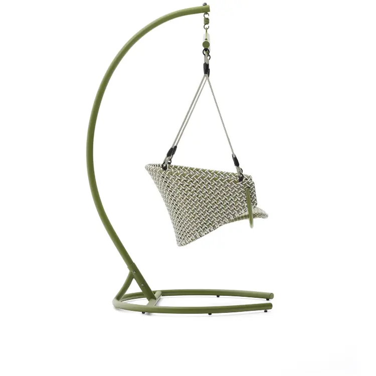 Подвесное кресло Saliga зеленого цвета из алюминия и искусственного ротанга