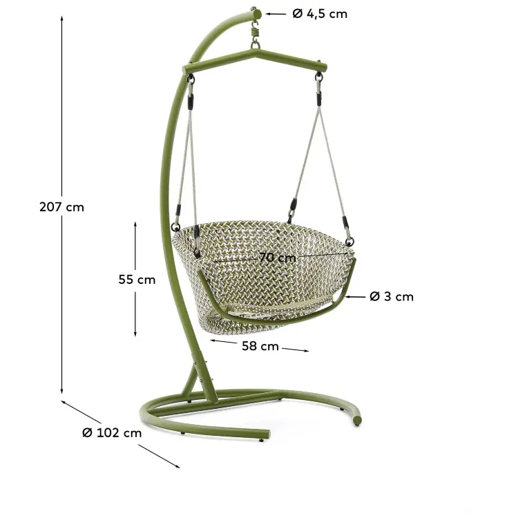 Подвесное кресло Saliga зеленого цвета из алюминия и искусственного ротанга