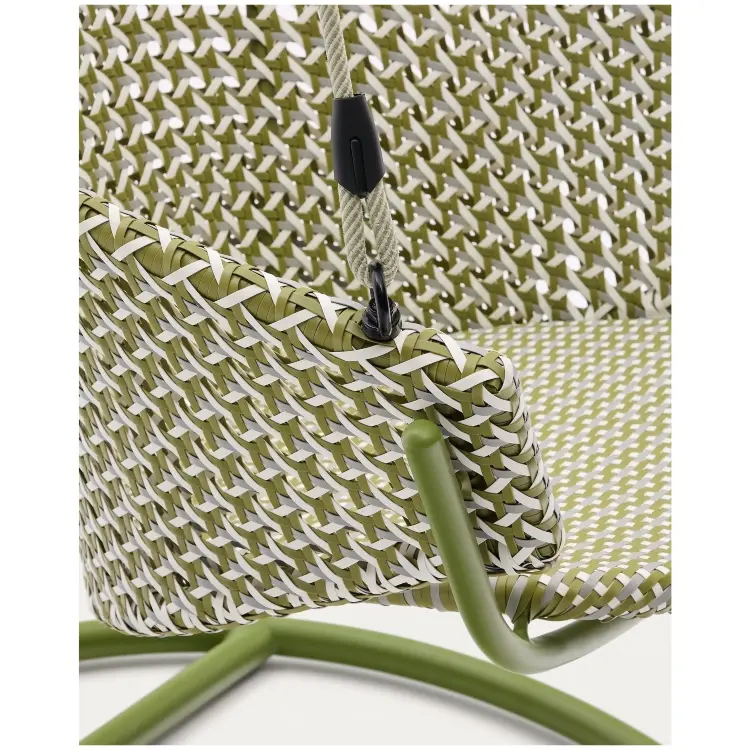 Подвесное кресло Saliga зеленого цвета из алюминия и искусственного ротанга