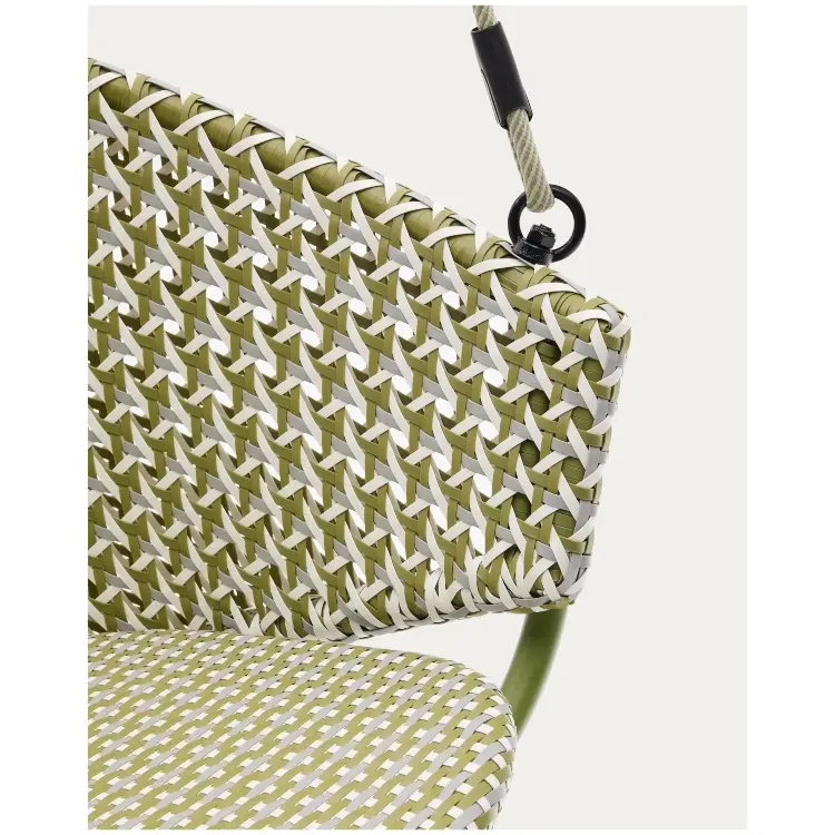 Подвесное кресло Saliga зеленого цвета из алюминия и искусственного ротанга