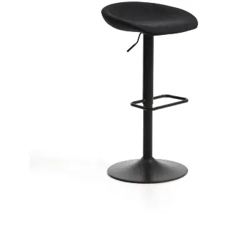 Барный табурет Danua из черной синели и матовой черной стали, 68-89 см
