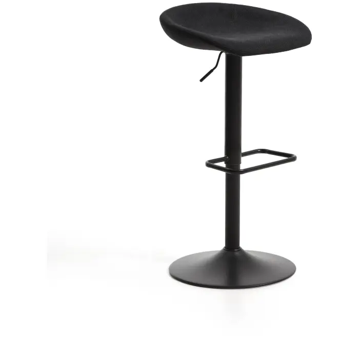 Барный табурет Danua из черной синели и матовой черной стали, 68-89 см