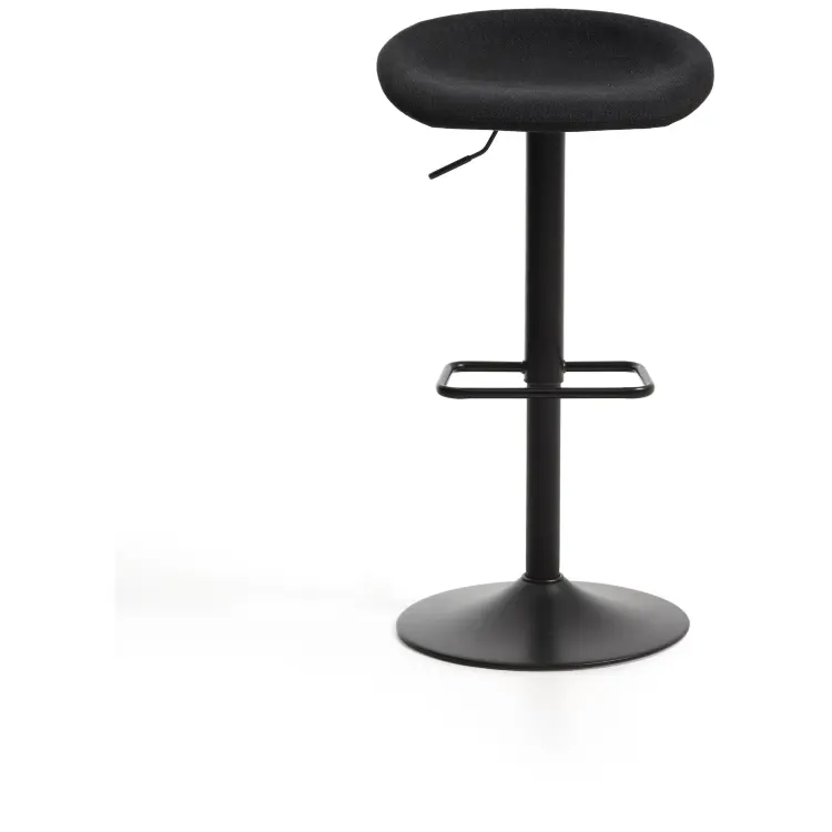 Барный табурет Danua из черной синели и матовой черной стали, 68-89 см