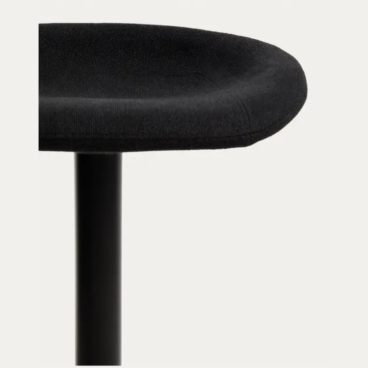 Барный табурет Danua из черной синели и матовой черной стали, 68-89 см