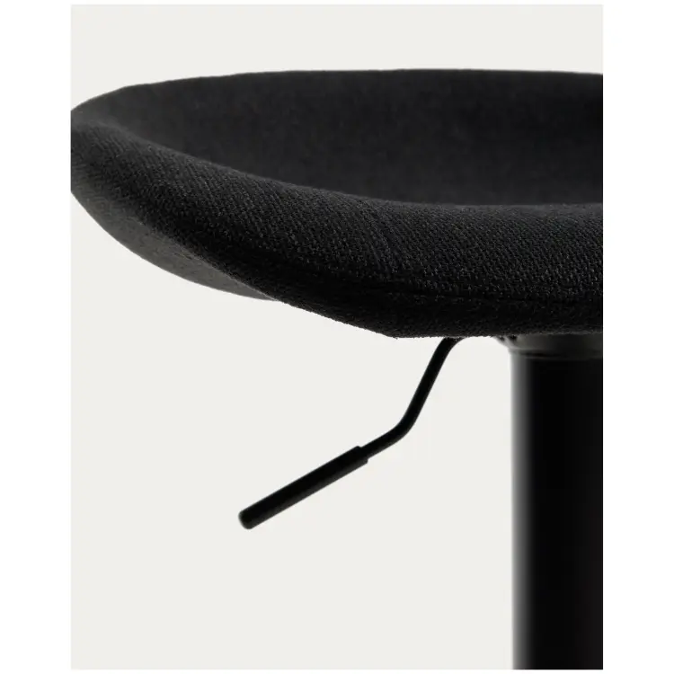 Барный табурет Danua из черной синели и матовой черной стали, 68-89 см