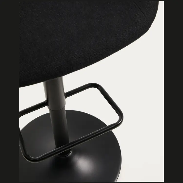 Барный табурет Danua из черной синели и матовой черной стали, 68-89 см