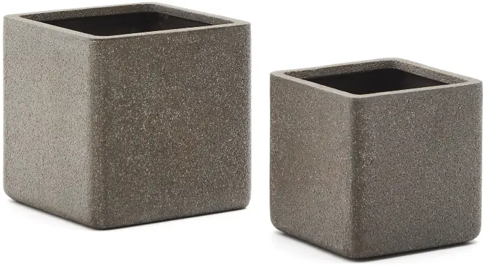 Набор из 2 кашпо Minoa коричневого цвета из песчаника 44 x 44 см