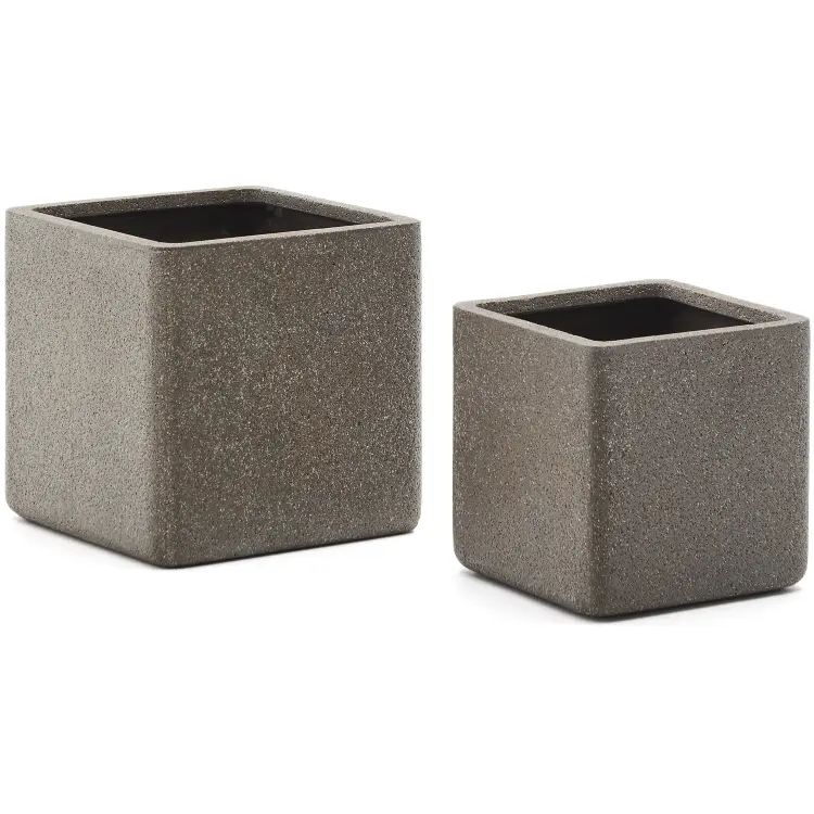 Набор из 2 кашпо Minoa коричневого цвета из песчаника 44 x 44 см