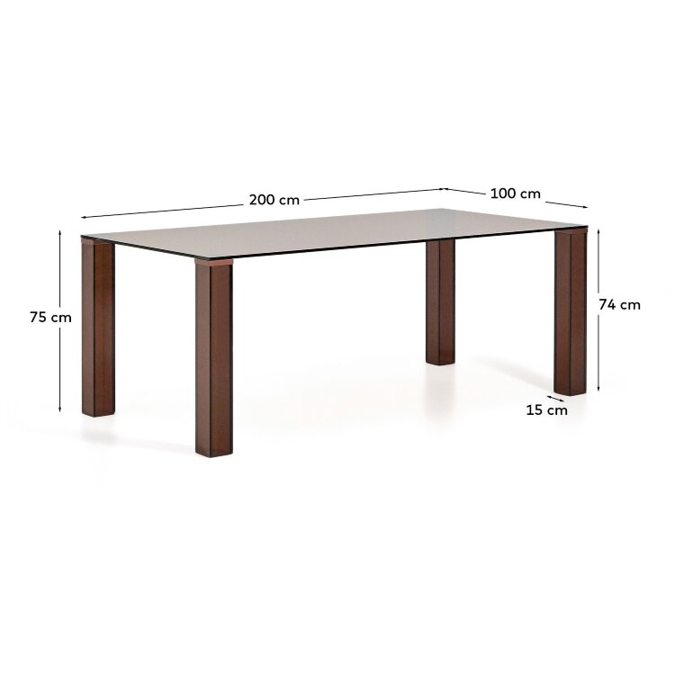 Стол Adularia из коричневого закаленного стекла 200 x 100 см