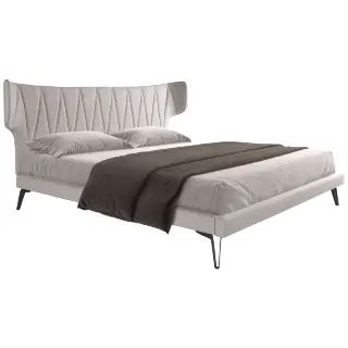 Кровать 7160/GC1801 из светло-серой ткани 180x200