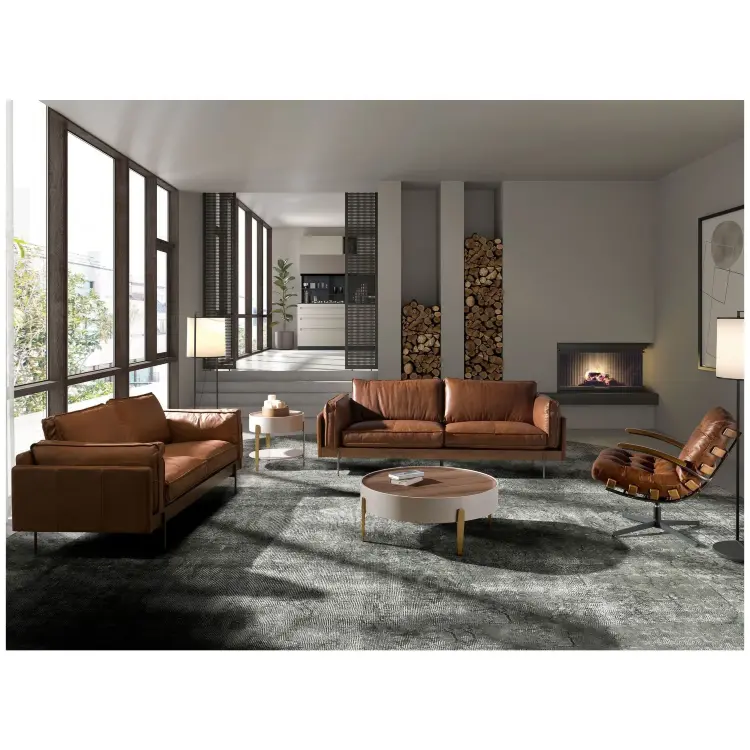 Диван 2-местный 6222 SL из табачно-коричневой кожи