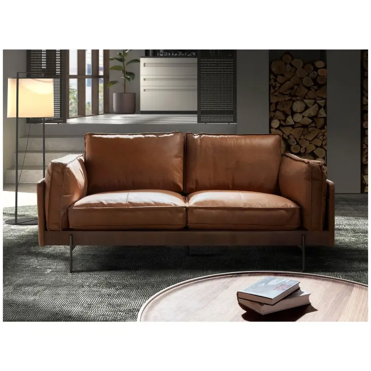 Диван 2-местный 6222 SL из табачно-коричневой кожи