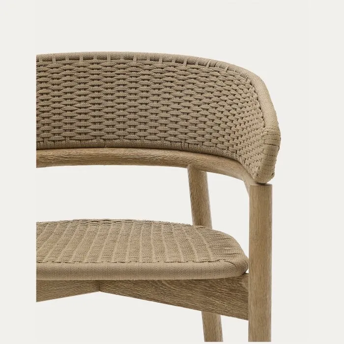 Комплект садовой мебели Sori стол и 4 стула Arinella из акации и бежевой веревки